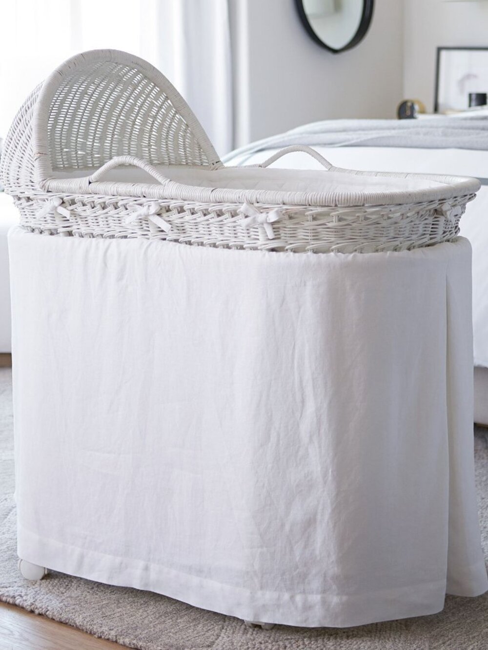 Pottery Barn Baby Bassinet Skirt Belgian Linen Flax NWT